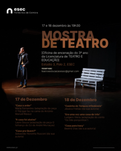 Cartaz informativo, com homem com bando jardim em palco